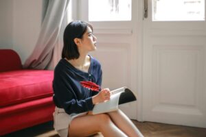 Person practicing mindfulness to improve focus and calm productivity.