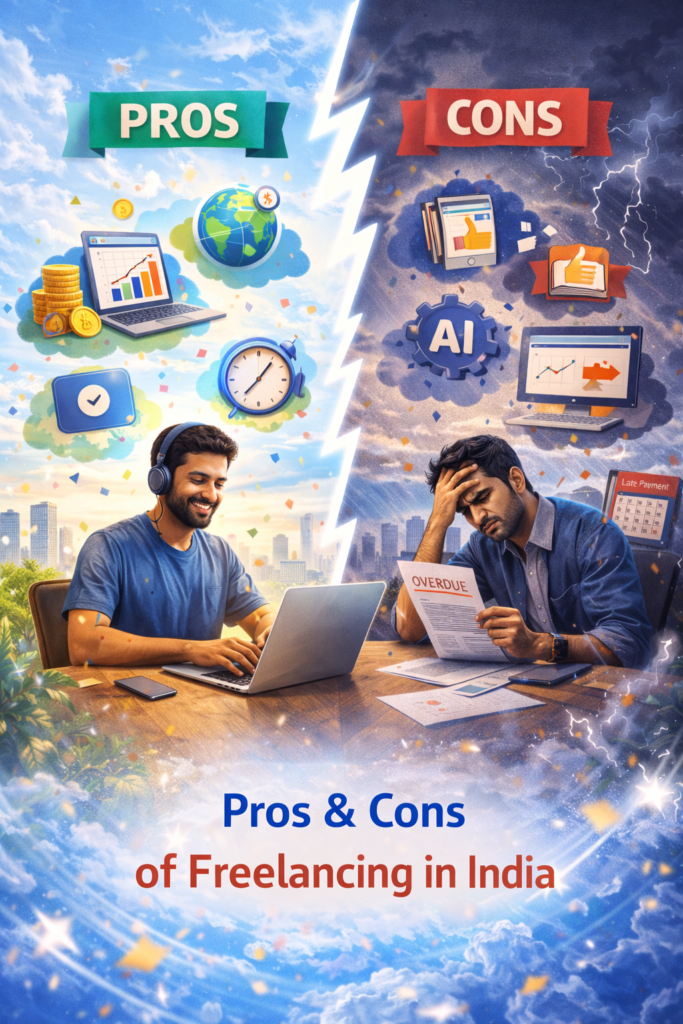 Pros and cons of freelancing in India.